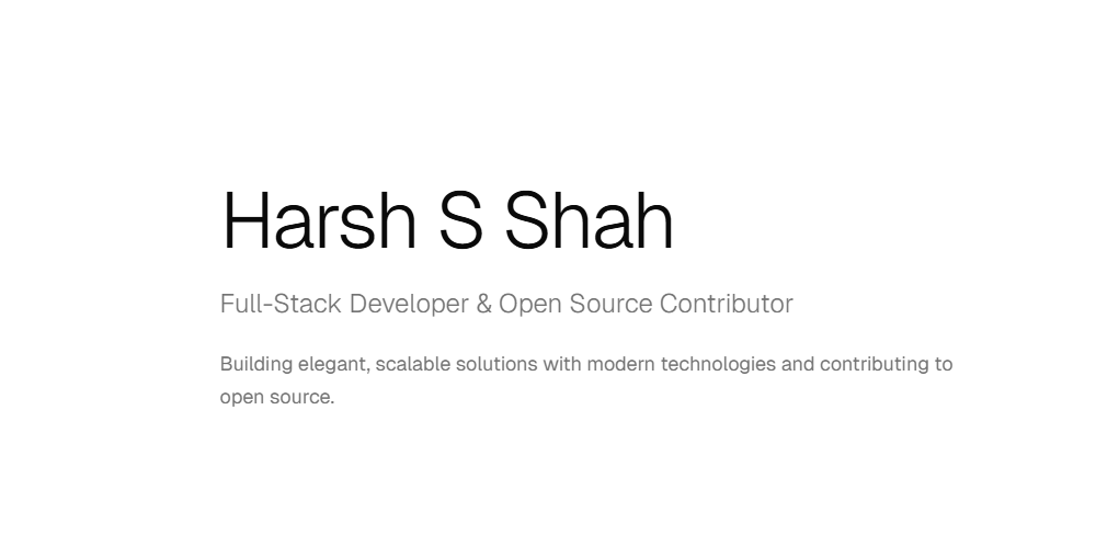 Harsh S Shah - Portfolio